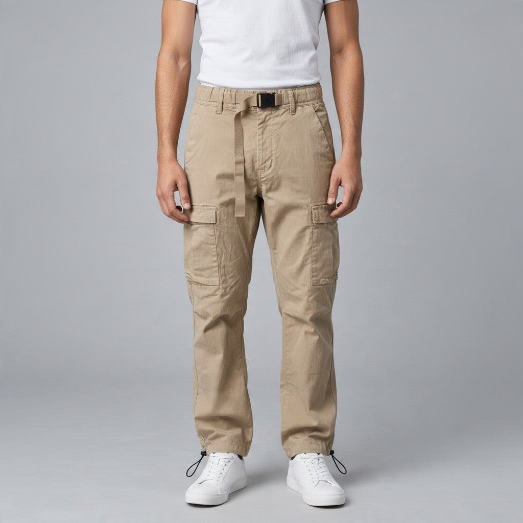Poolman Cargohose in Beige mit integriertem Gürtel, Klickschnalle und praktischen Seitentaschen für den Alltag