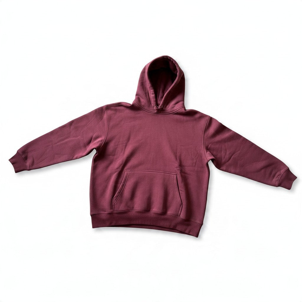 Poolman Oversize-Hoodie in Wine Red mit Kapuze, Kängurutasche und Rippbündchen aus Baumwoll-Mix